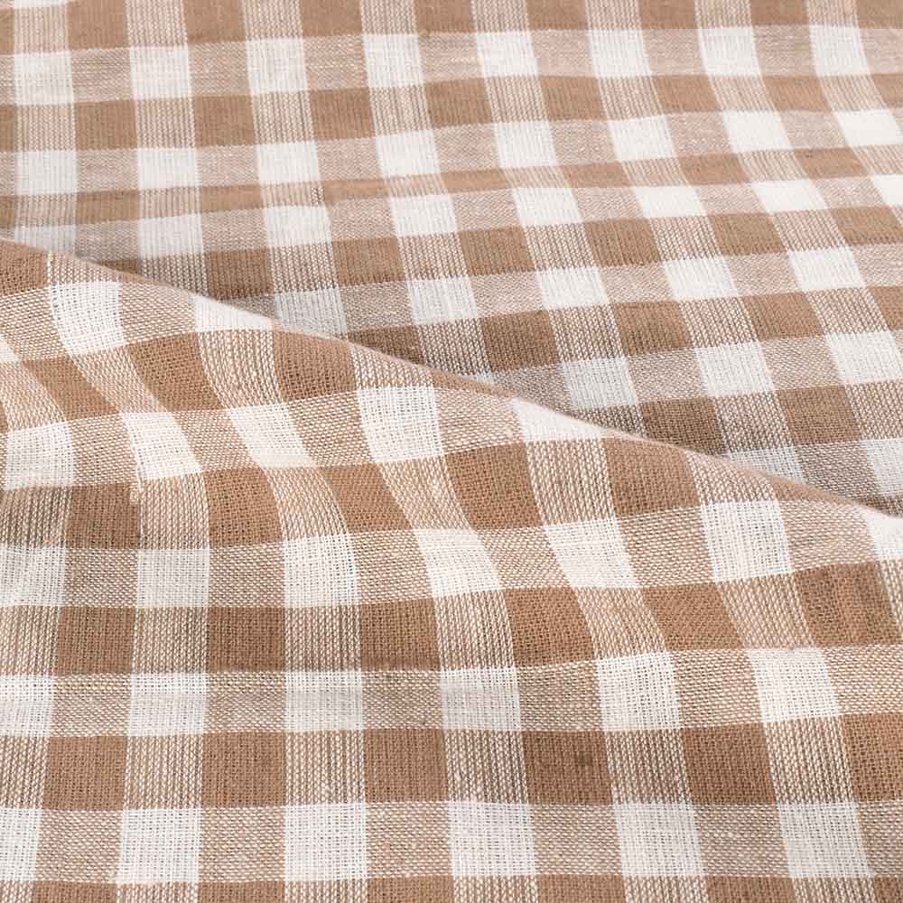 CHECK WHITE CREAM PURE KHADI 120 GSM HANDWOVEN FABRIC