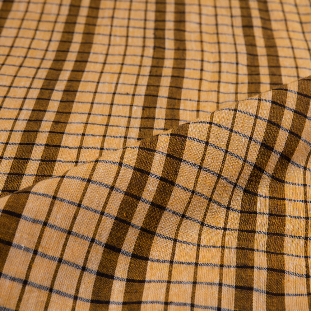 CHECK YELLOW PURE COTTON 40 GSM HANDWOVEN FABRIC