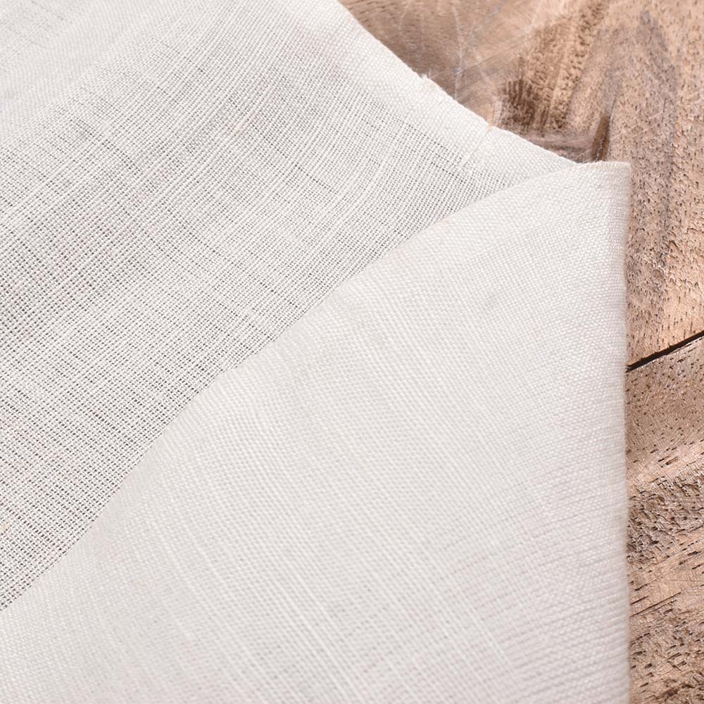 Plain White Linen And Cotton Blend 130 GSM Handwoven Fabric