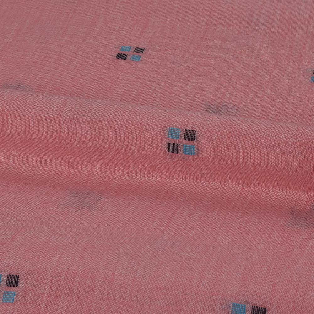 GEOMETRIC RED JAMDANI PURE COTTON 62 GSM HANDWOVEN FABRIC