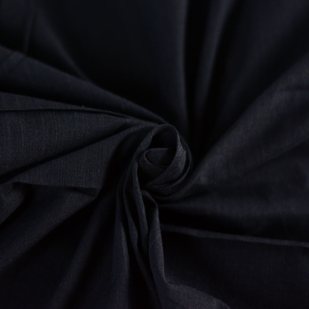 Plain Black Pure Cotton 60 GSM Handwoven Fabric