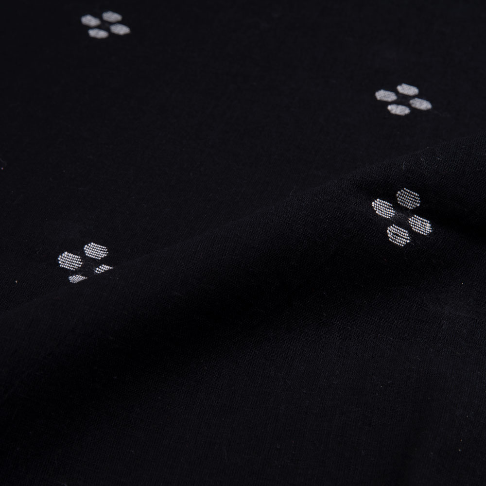 GEOMETRIC BLACK JAMDANI PURE COTTON 56 GSM HANDWOVEN FABRIC