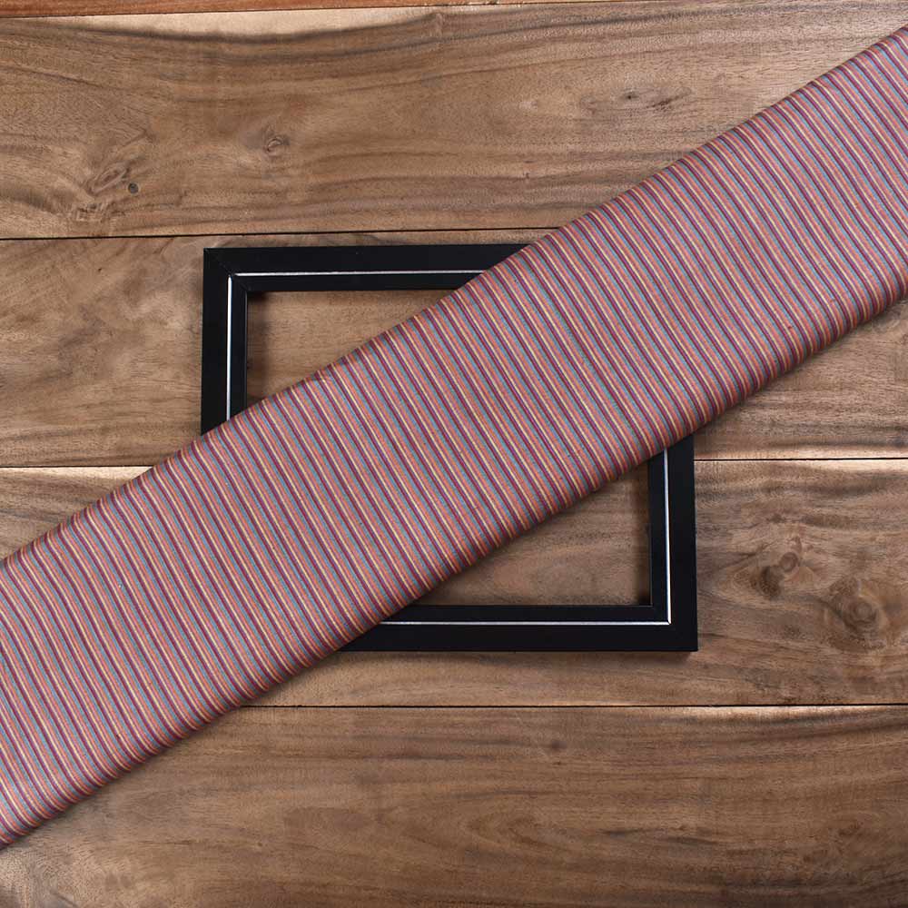 Stripe Pink Multicolour Pure Cotton 73 GSM Handwoven Fabric