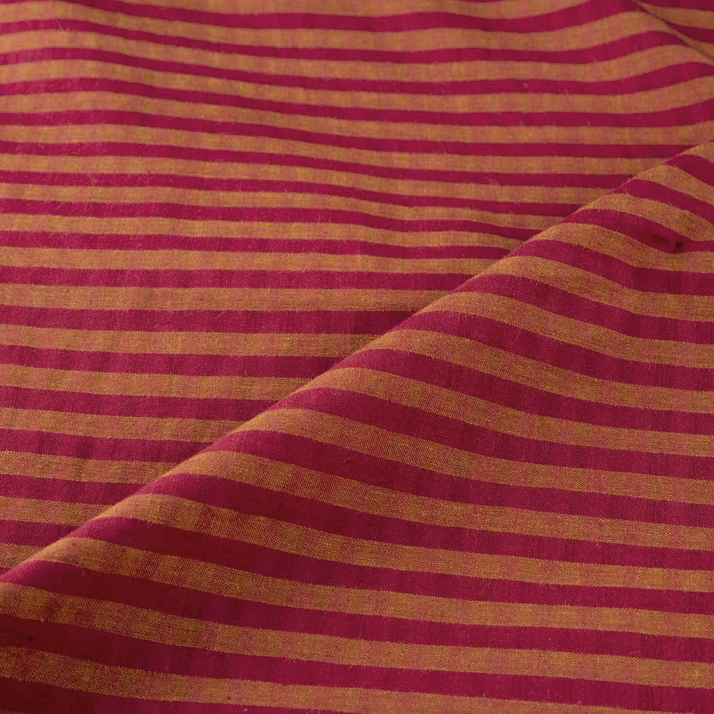 STRIPE YELLOW RED PURE COTTON 87 GSM HANDWOVEN FABRIC