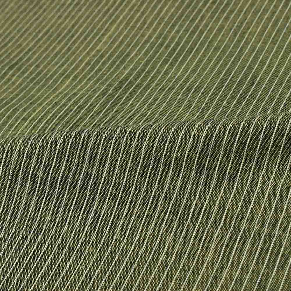 STRIPE GREEN PURE COTTON 100 GSM HANDWOVEN FABRIC 307