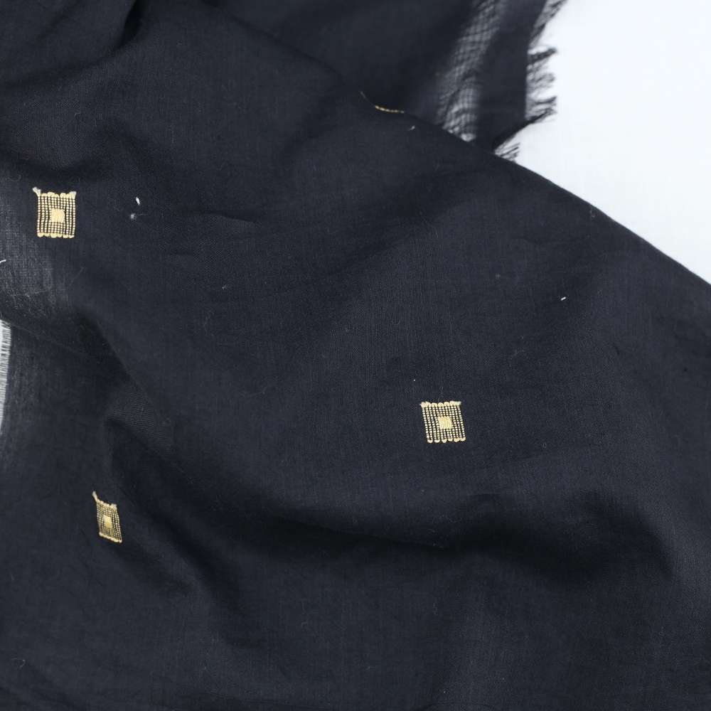 GEOMETRIC BLACK JAMDANI SILK COTTON BLEND 43 GSM FABRIC