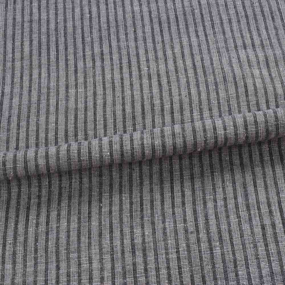 STRIPE GREY KHADI COTTON 110 GSM HANDWOVEN FABRIC