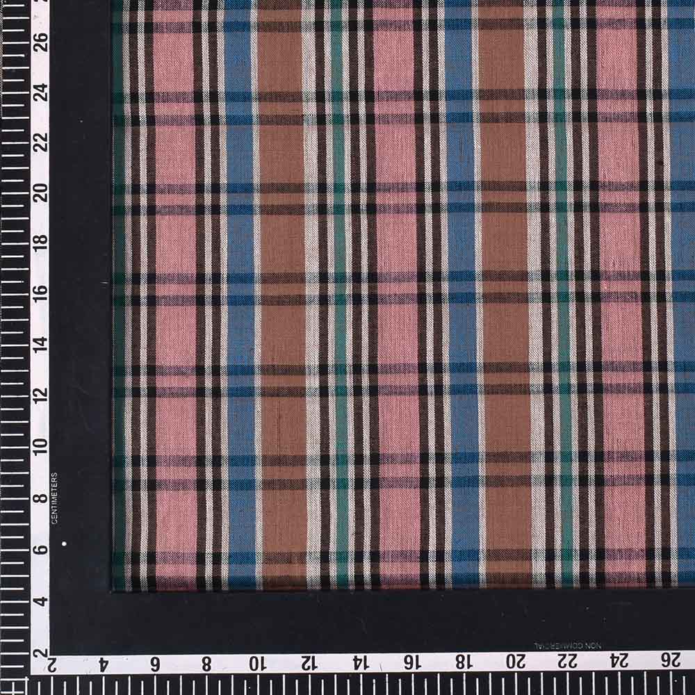 CHECK MULTICOLOR PURE COTTON 100 GSM HANDWOVEN FABRIC 528