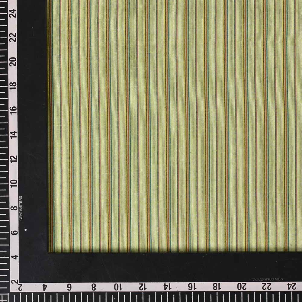 STRIPE LIGHT GREEN PURE COTTON 83 GSM HANDWOVEN FABRIC