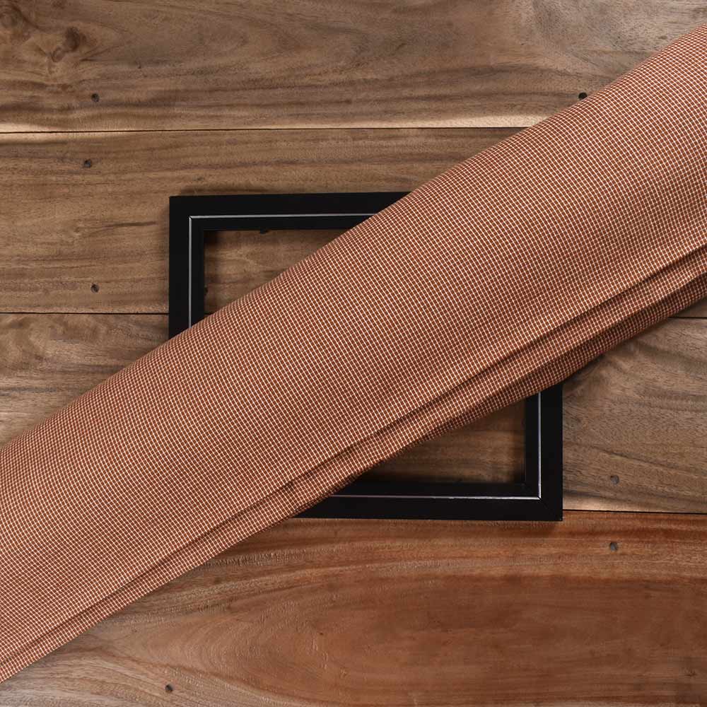 Check Brown & White Pure Cotton 93 GSM Handwoven Fabric