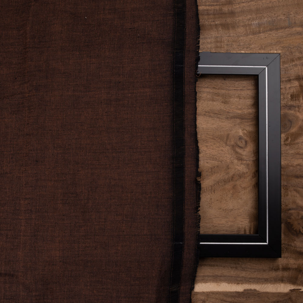 CROSS COLOUR BROWN PURE COTTON 95 GSM HANDWOVEN FABRIC