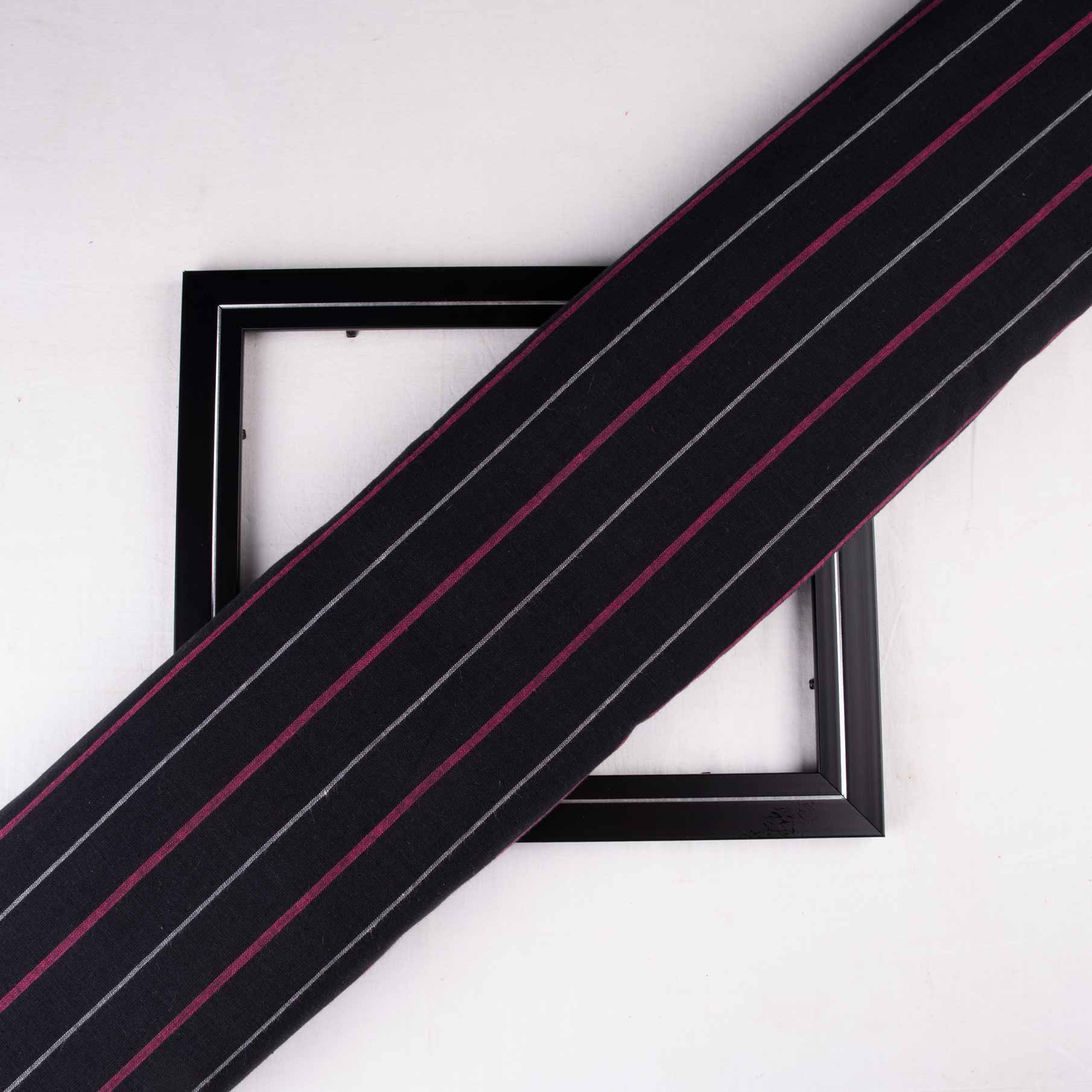 Stripe Black Pure Cotton 95 GSM Handwoven Fabric