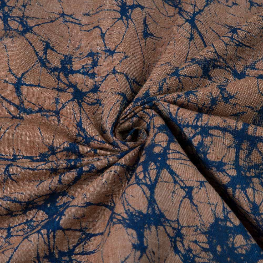 Abstract Brown Screenprinted Cotton Khadi 85 GSM Handwoven Fabric