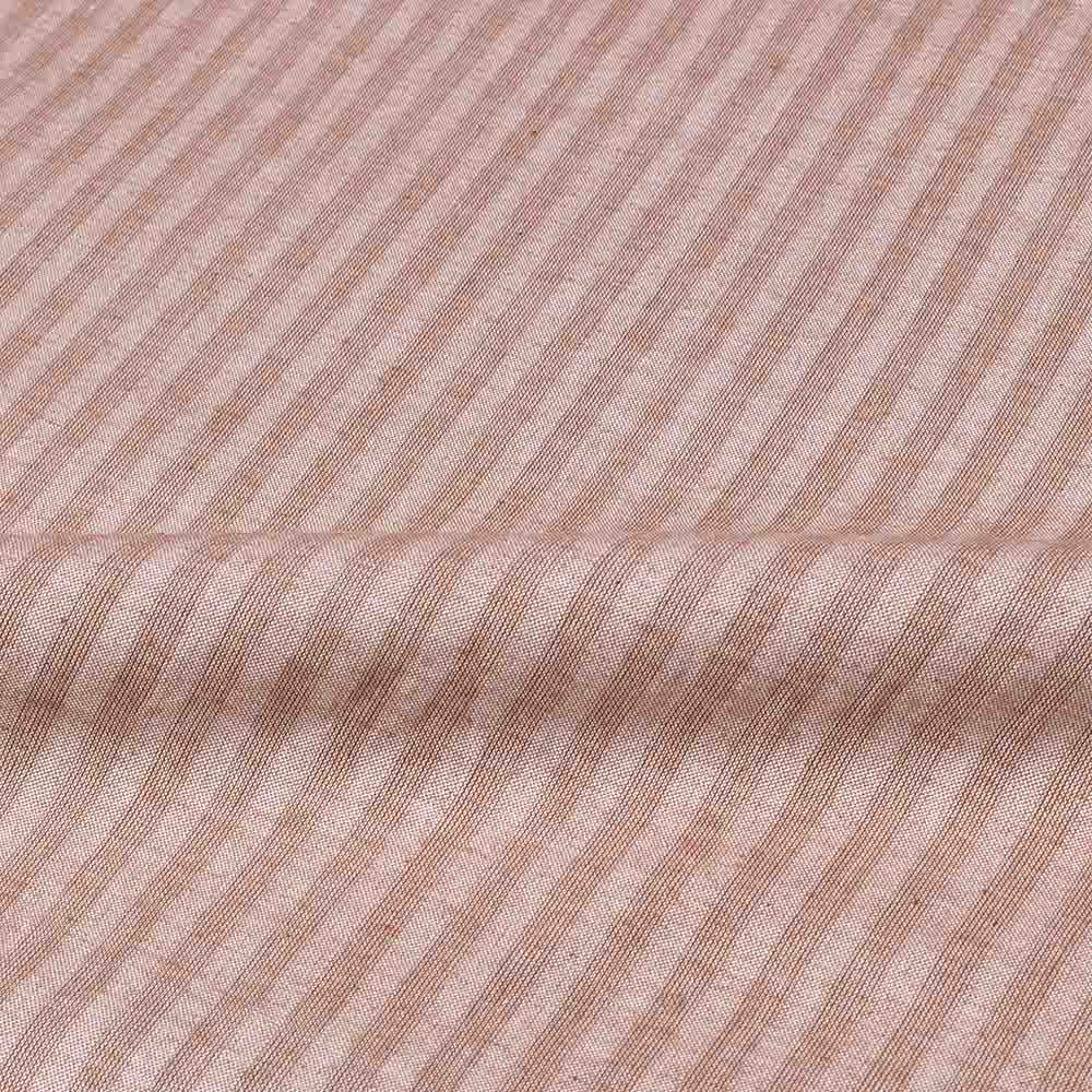 STRIPE BROWN PURE COTTON 85 GSM HANDWOVEN FABRIC P15