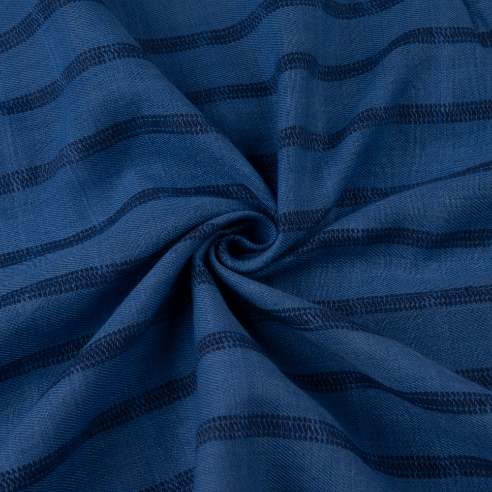 Stripe Twill Blue Pure Cotton 127 GSM Handwoven Fabric