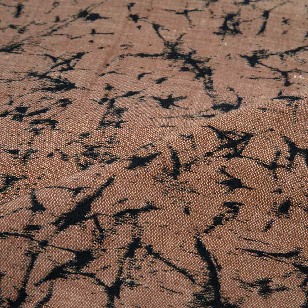 Abstract Brown Screenprinted Cotton Khadi 82 GSM Handwoven Fabric