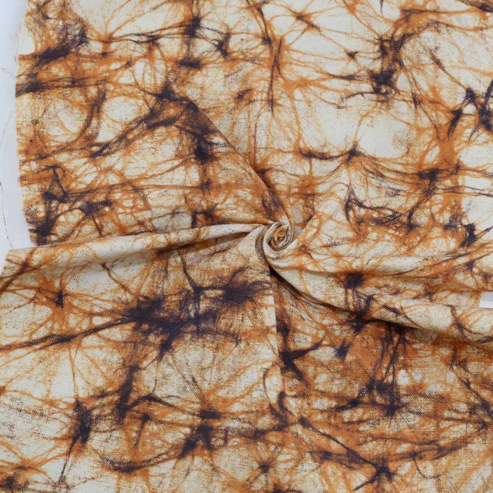 Abstract Off-White Batik Printed Cotton 110 GSM Fabric - Hand Printed 15