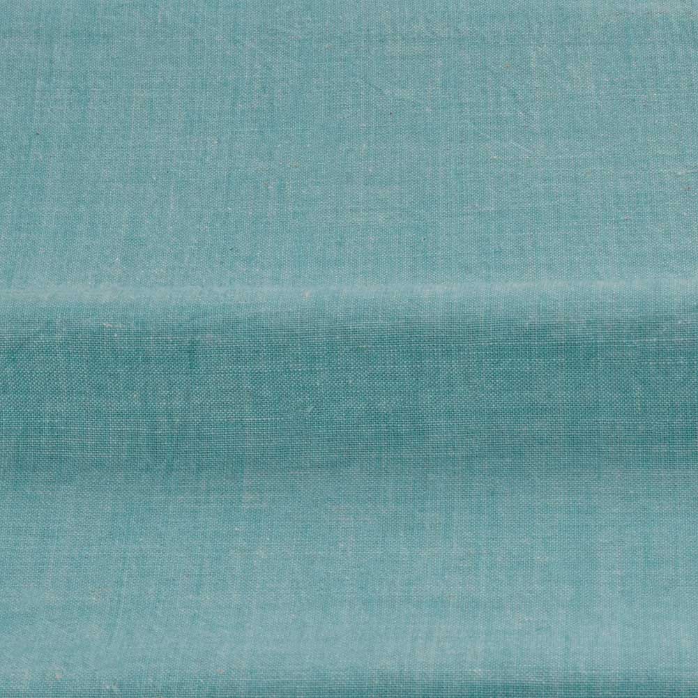 CHAMBRAY TEAL KHADI COTTON 105 GSM HANDWOVEN FABRIC