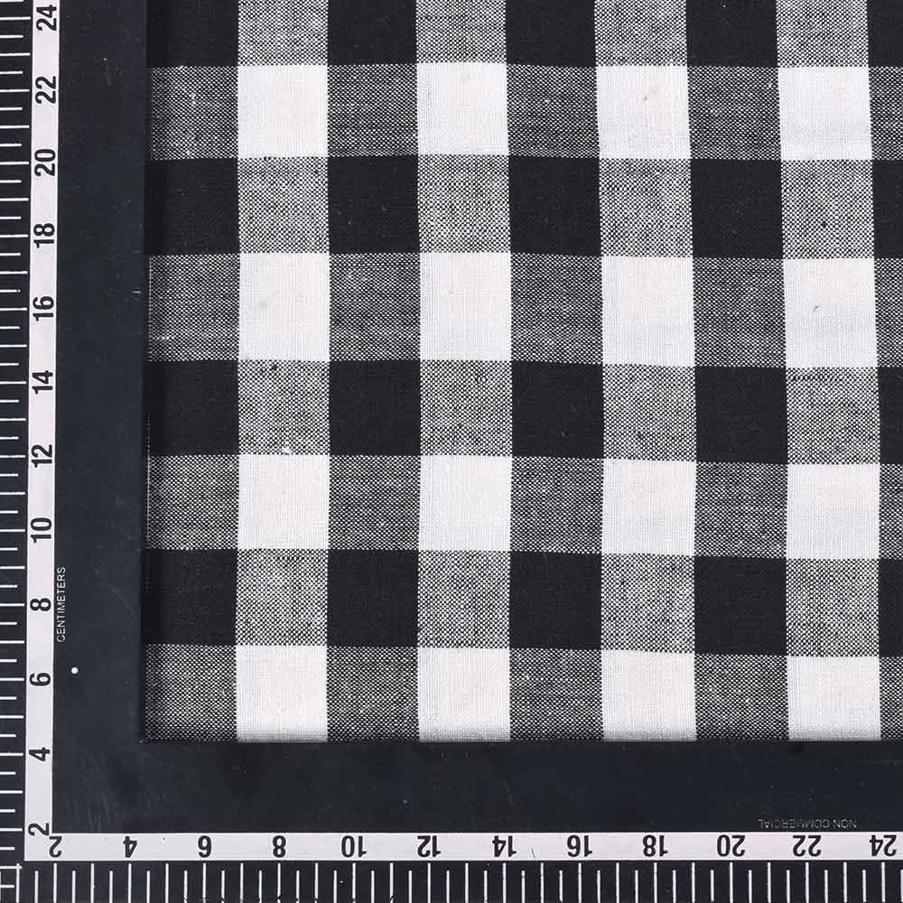 CHECK BLACK & WHITE PURE KHADI 170 HANDWOVEN FABRIC
