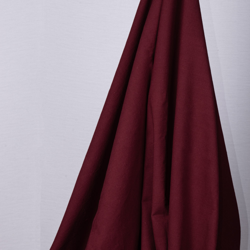 Plain Maroon Khadi Cotton 159 GSM Handwoven Fabric