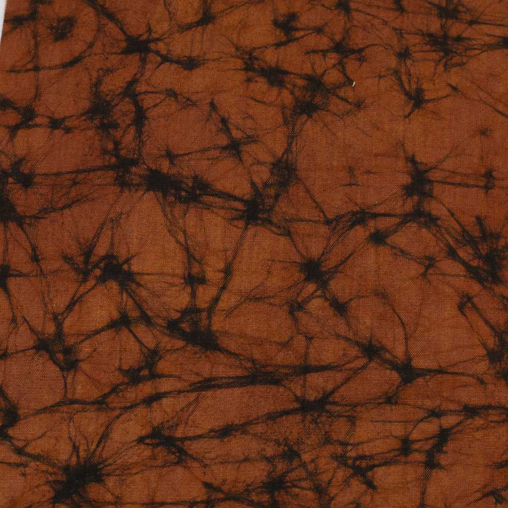 Abstract Brown Batik Printed Cotton 110 GSM Fabric - Hand Printed