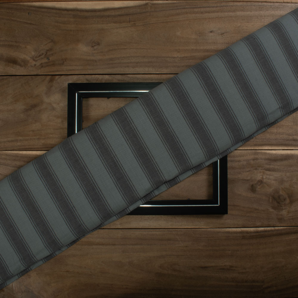 Stripe Grey Black Pure Cotton 60 GSM Handwoven Breathable Fabric