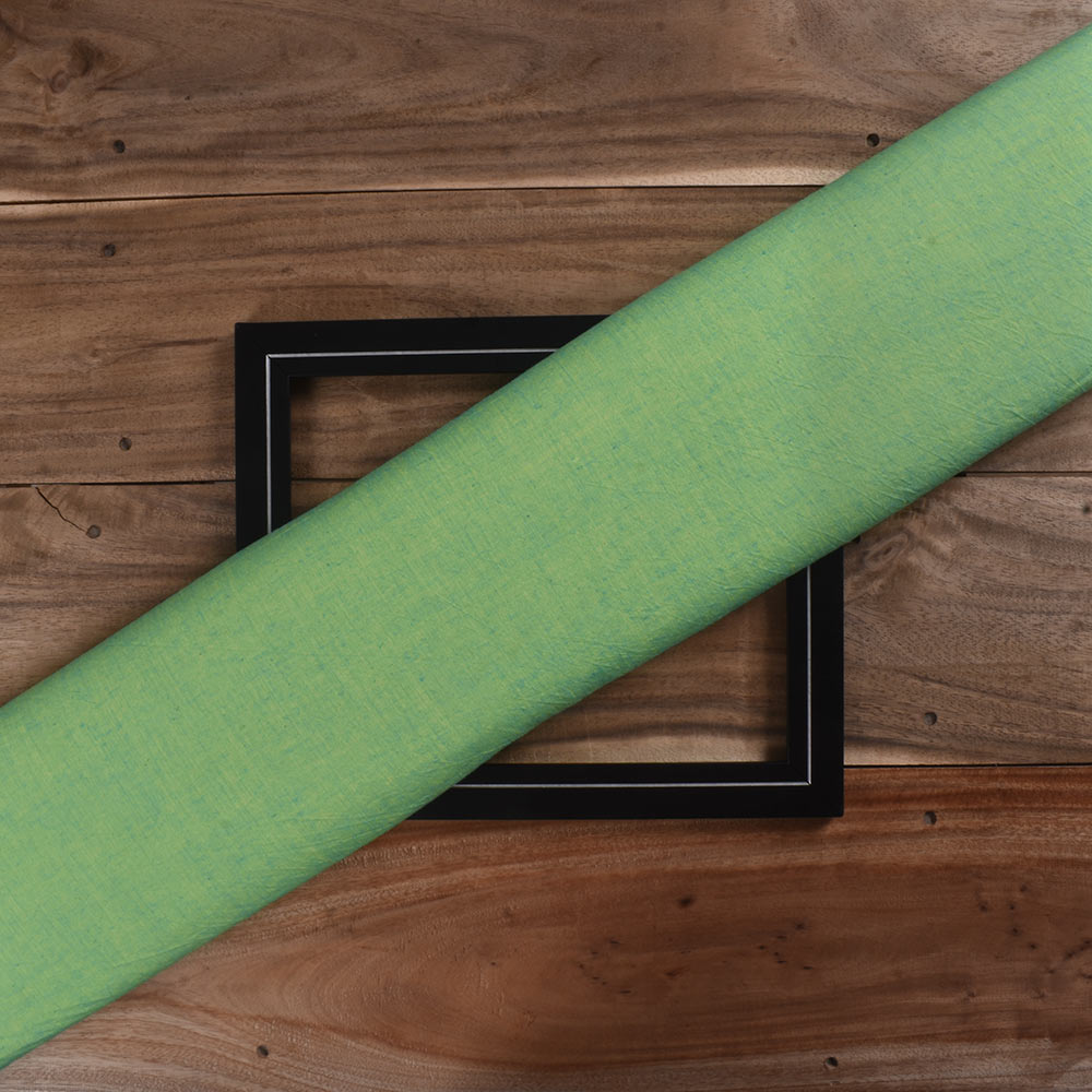 Plain Green Pure Cotton 78 GSM Handwoven Fabric Ak24