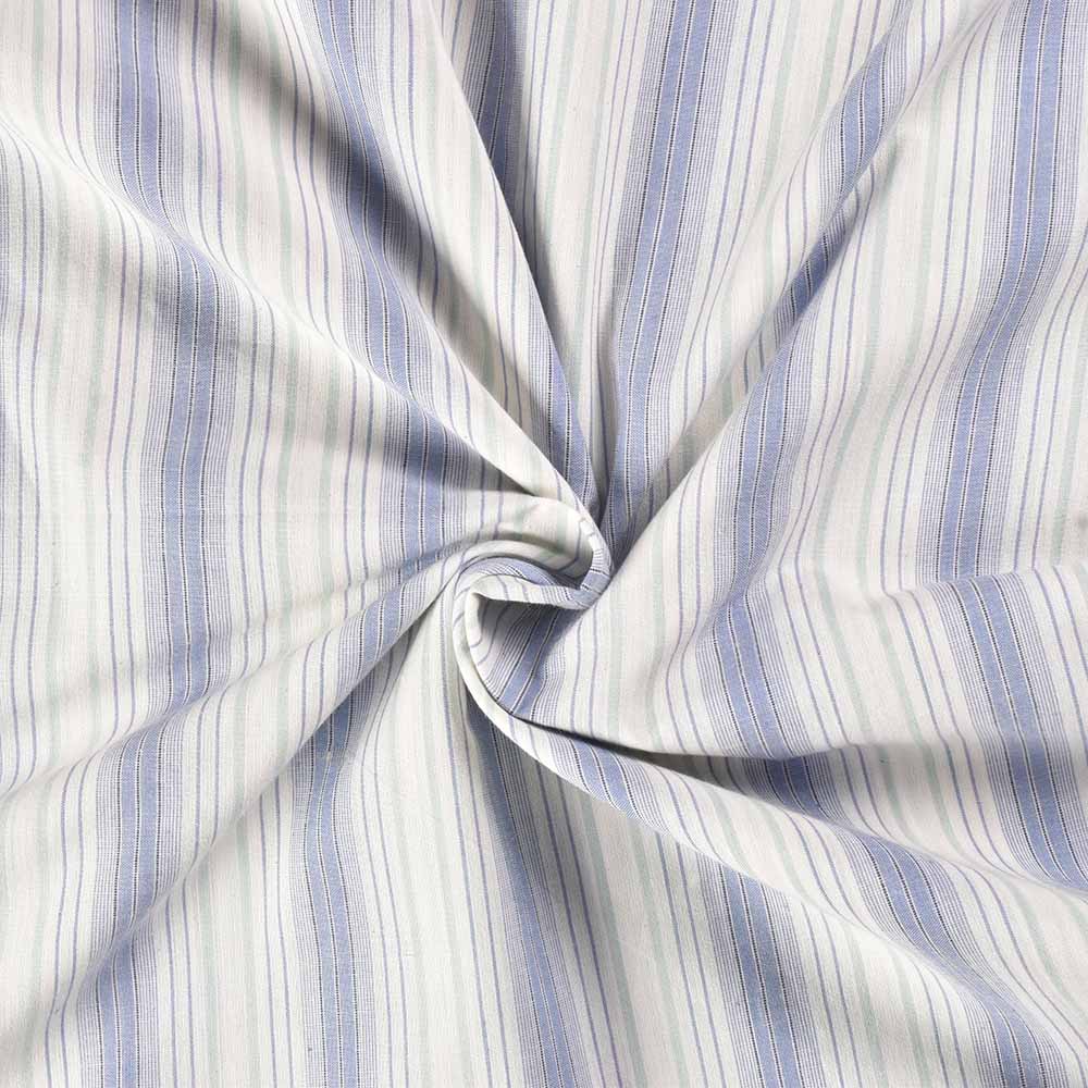 Stripe White Blue And Green Pure Cotton 85 GSM Handwoven Fabric