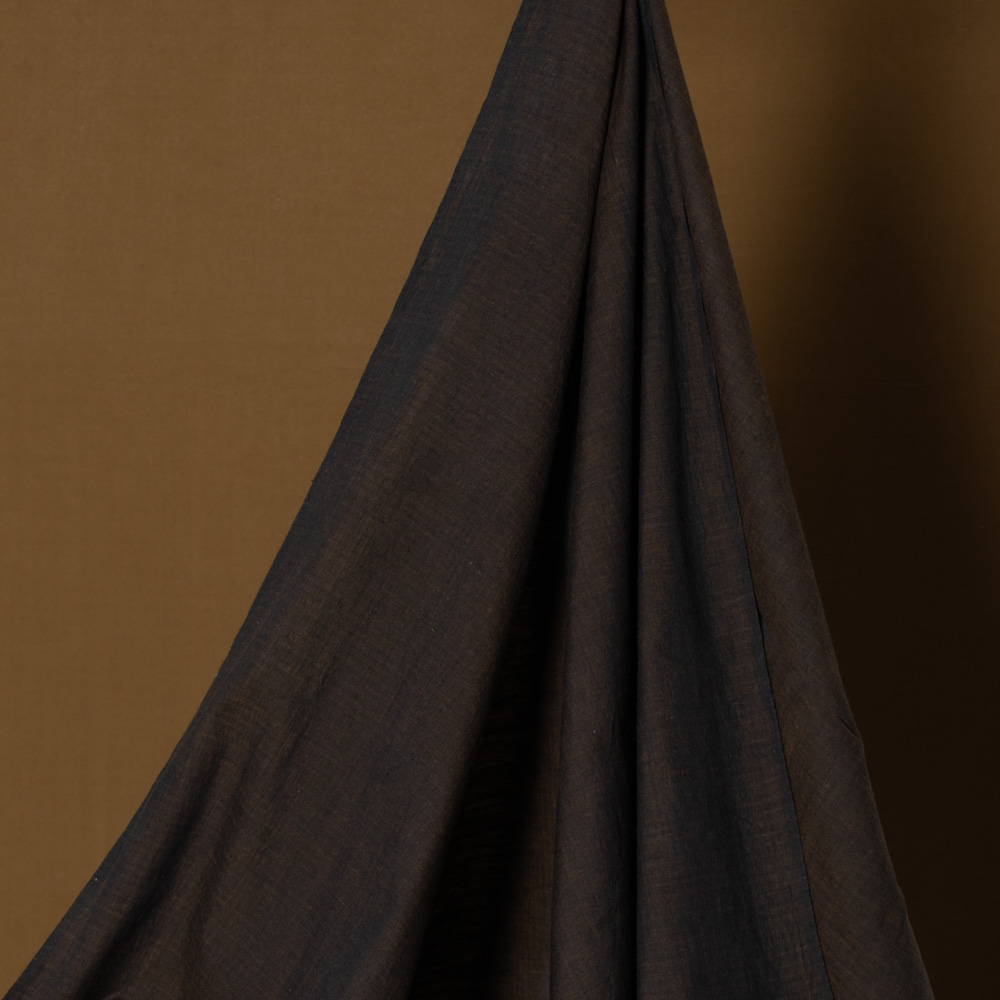 Solid Chocolate Brown Cross Color Pure Cotton 100 GSM Handwoven Fabric 23