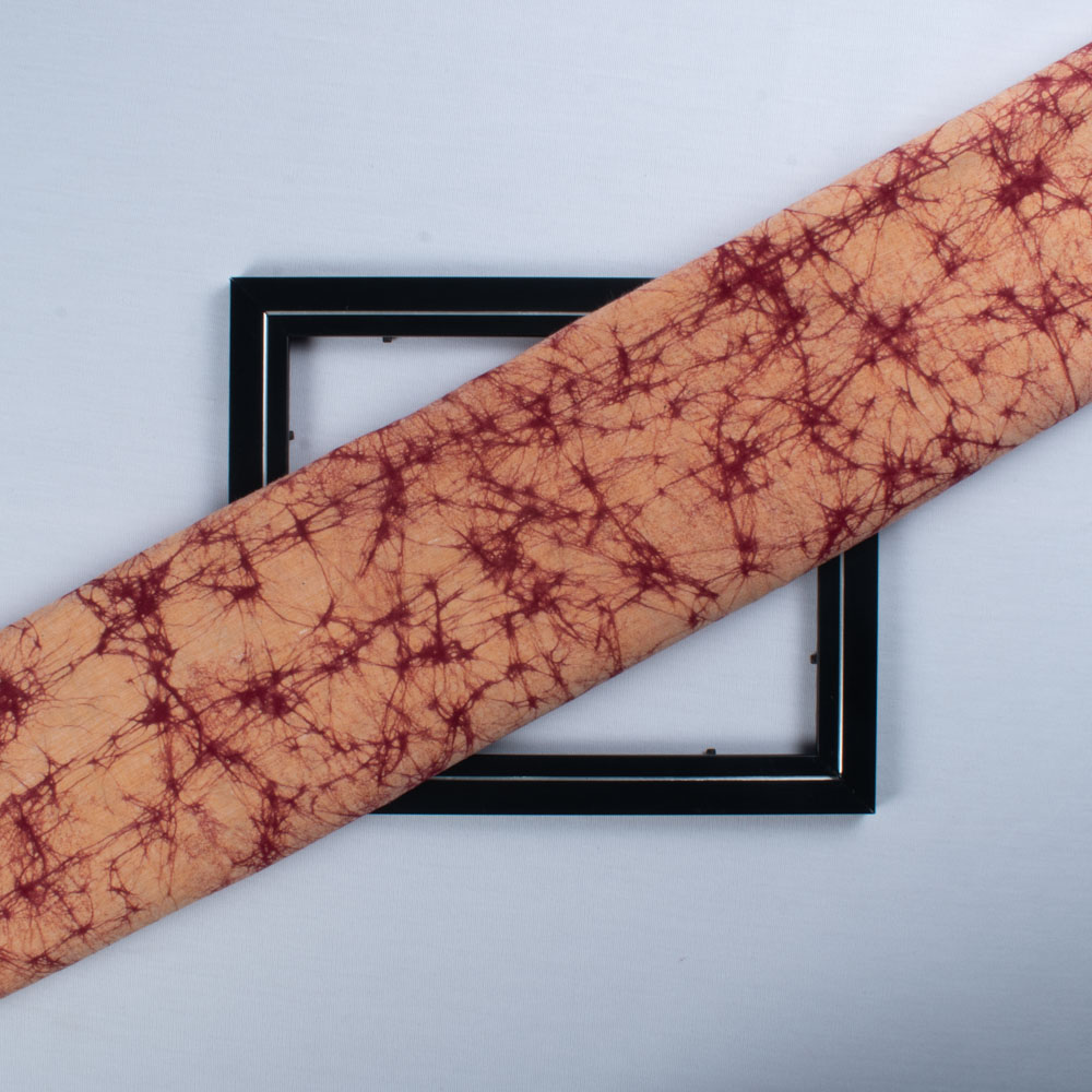 Abstract Brown Batik Printed Khadi Cotton 105 GSM Handwoven Fabric