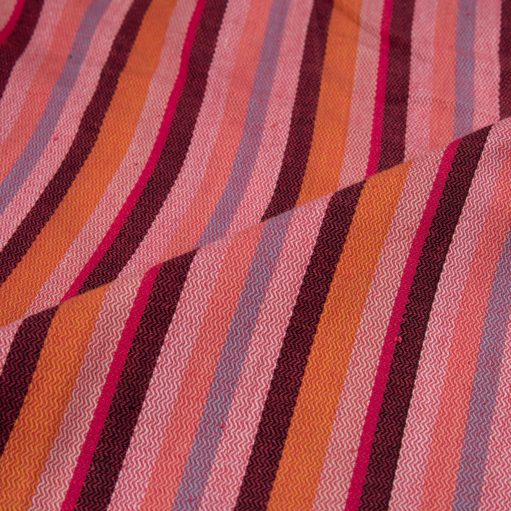 STRIPE HERRINGBONE TWILL MULTICOLOUR PURE COTTON 100 GSM HANDWOVEN FABRIC