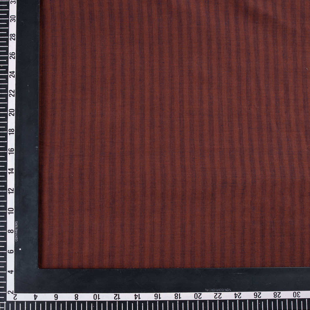 STRIPE BROWN PURE COTTON 88 GSM HANDWOVEN FABRIC
