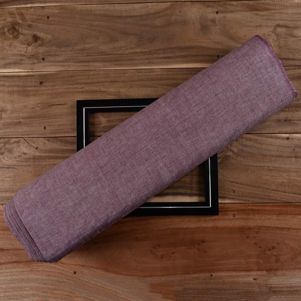 Chambray Dark Purple Khadi Cotton 115 GSM Handwoven Fabric