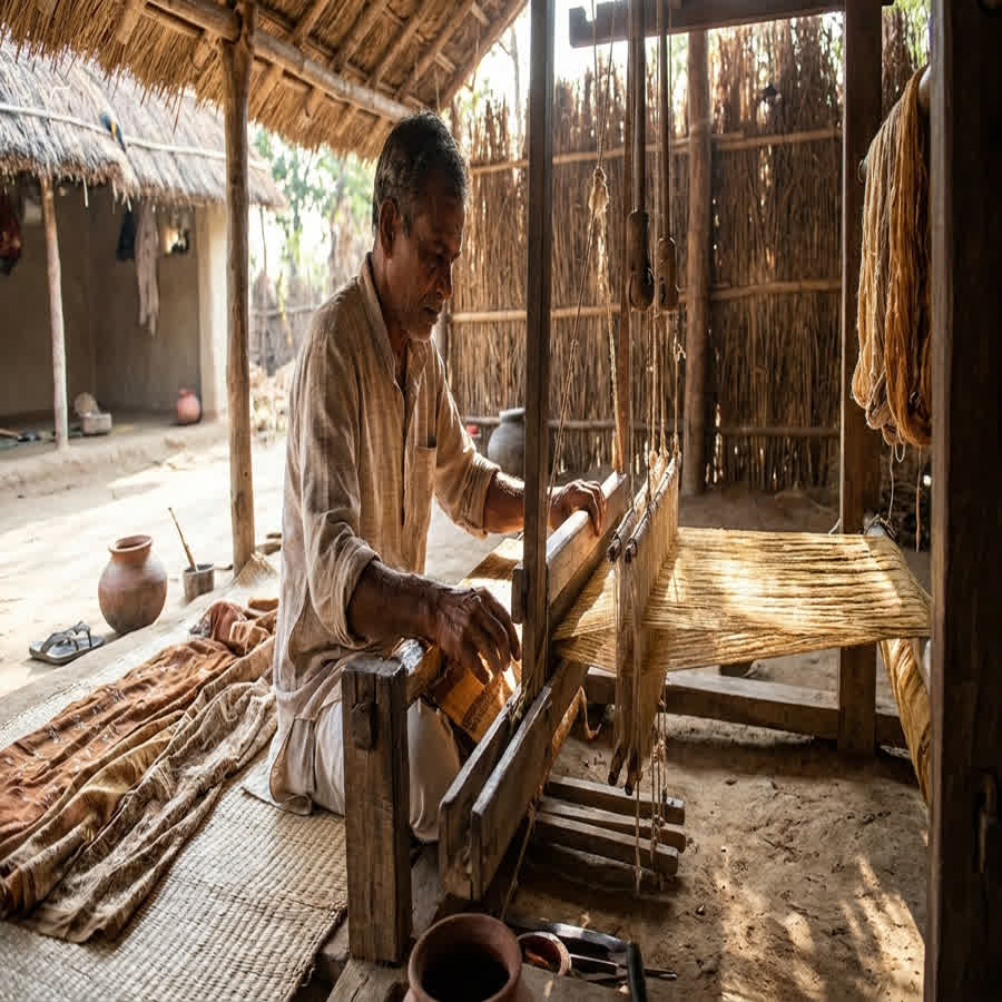 From Cocoon to Loom: The Art of Spinning Tussar Silk Yarn — Anuprerna handloom