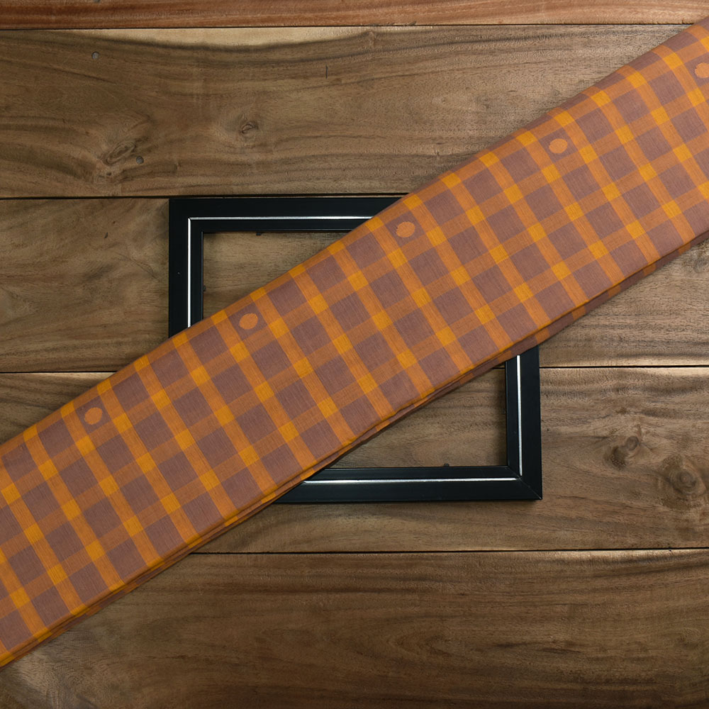 Check Brown Yellow Jamdani Pure Cotton 60 GSM Handwoven Fabric