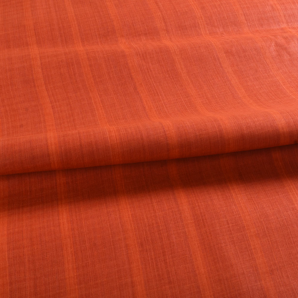 STRIPE ORANGE PURE COTTON 64 GSM HANDWOVEN FABRIC