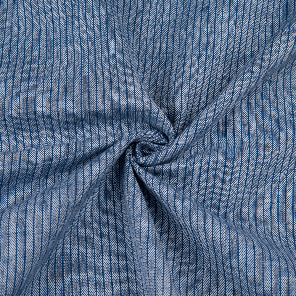 Pinstripe Blue Pure Cotton 118 GSM Handwoven Fabric