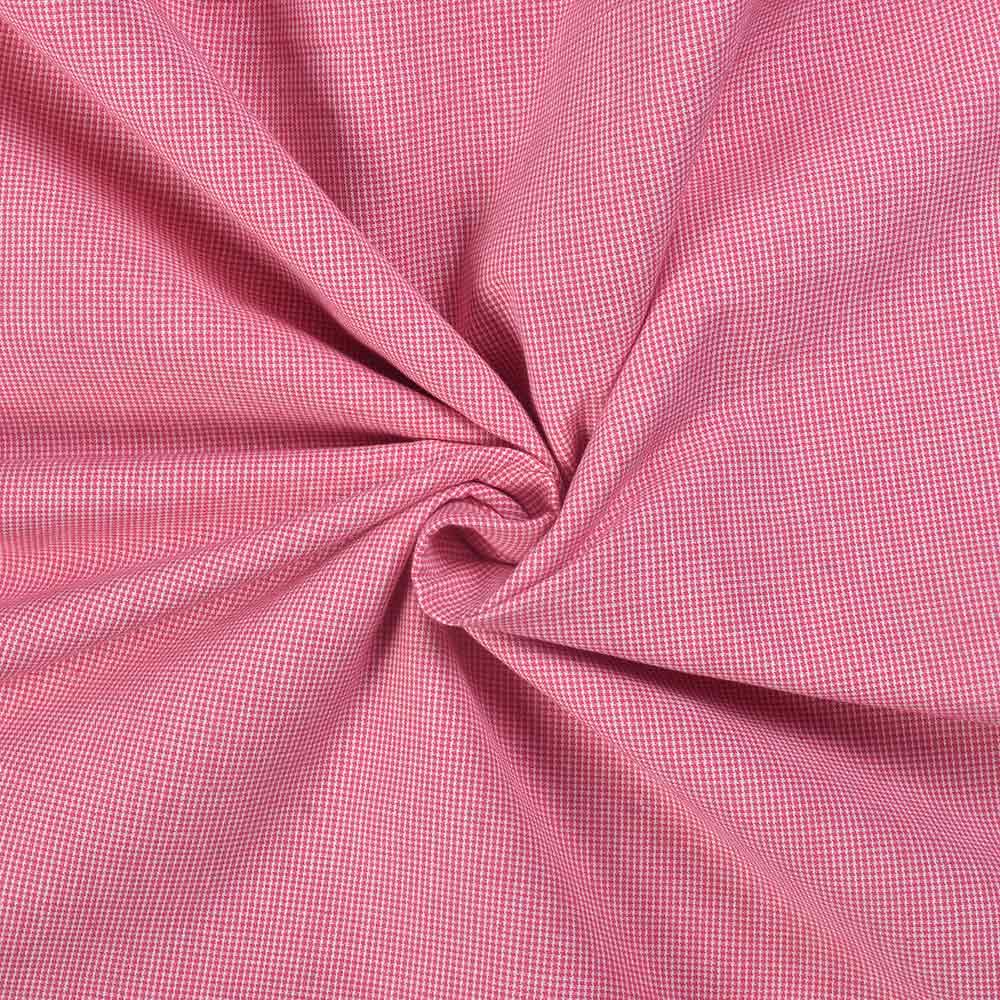 Check Houndstooth Pink & White Pure Cotton 98 GSM Handwoven Fabric