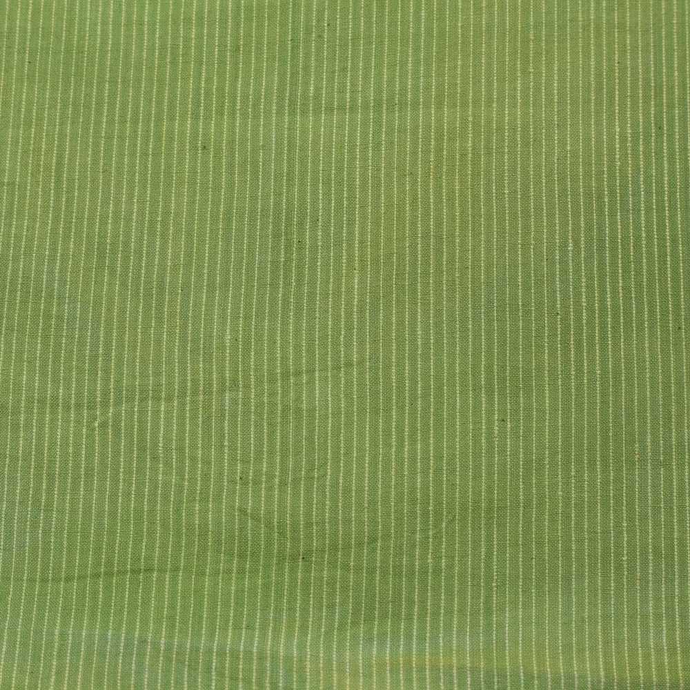 STRIPE LIGHT GREEN PURE COTTON 98 GSM HANDWOVEN FABRIC