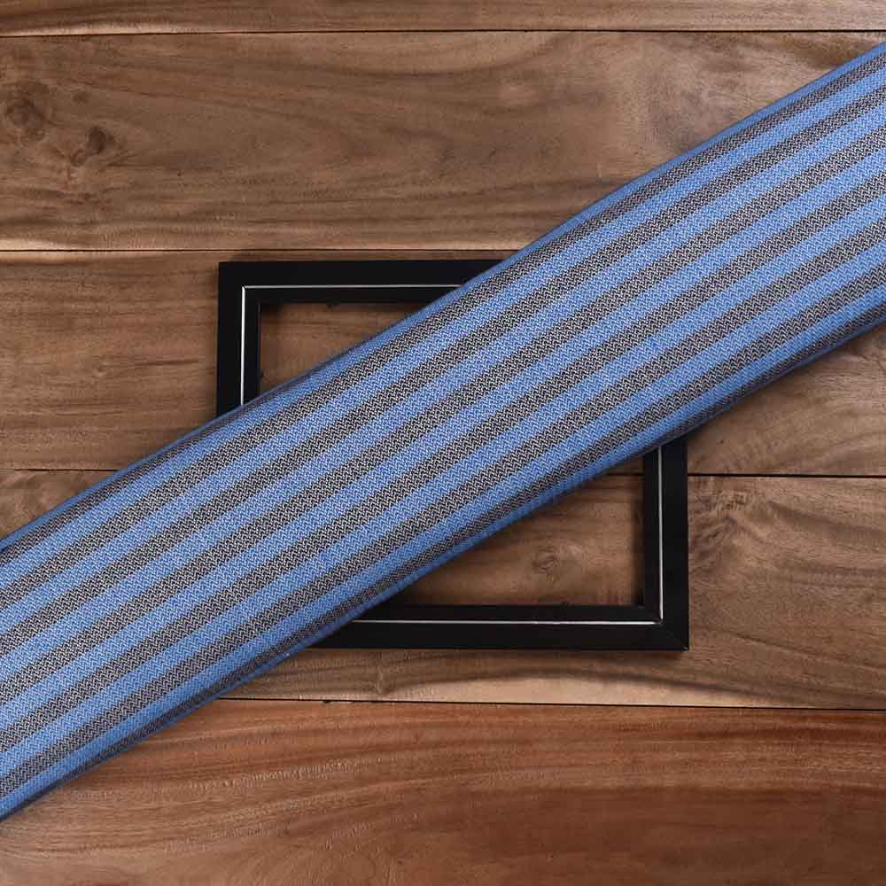 Herringbone Royal Blue 100 GSM Pure Cotton Handwoven Fabric
