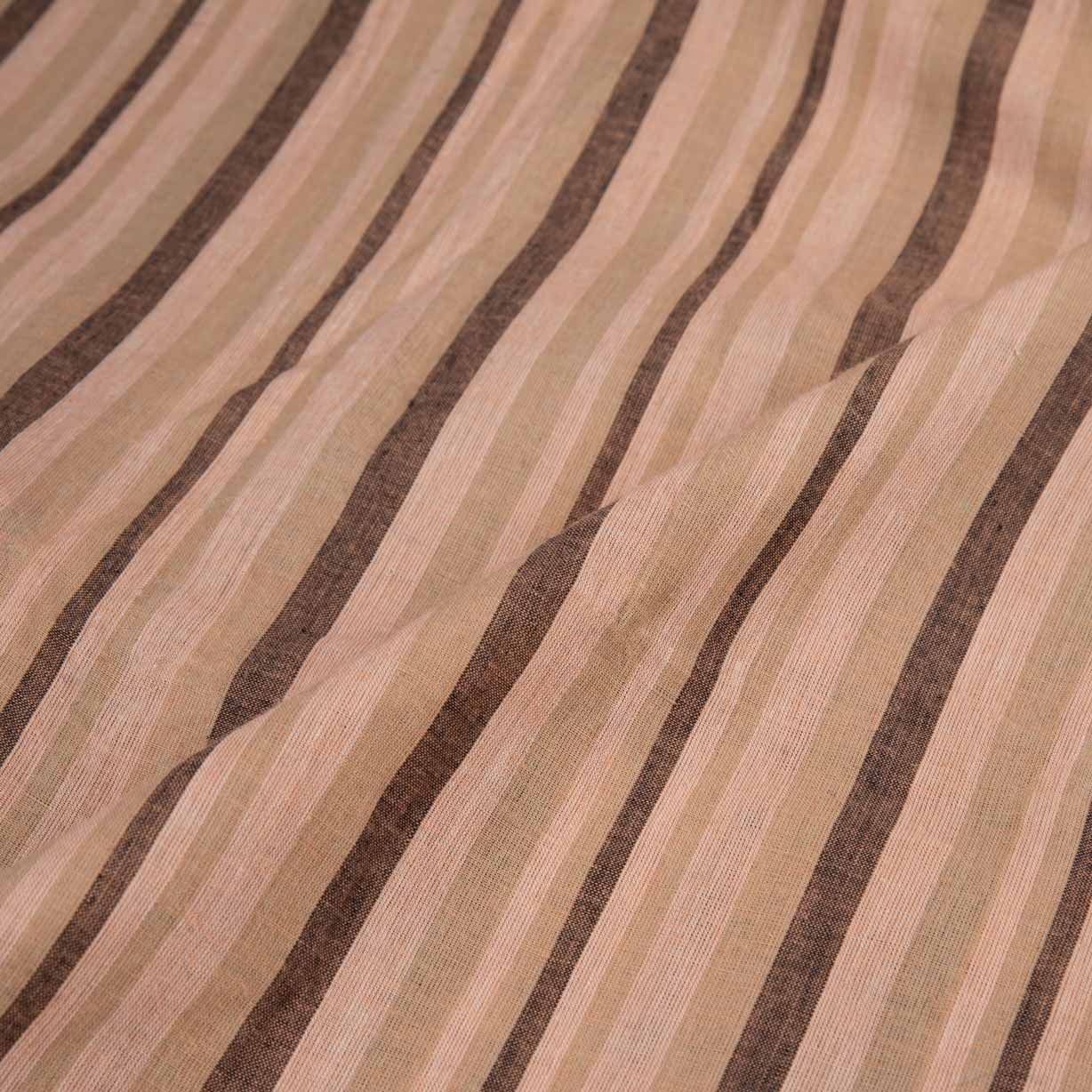 Stripe Beige Pure Cotton 69 GSM Handwoven Fabric