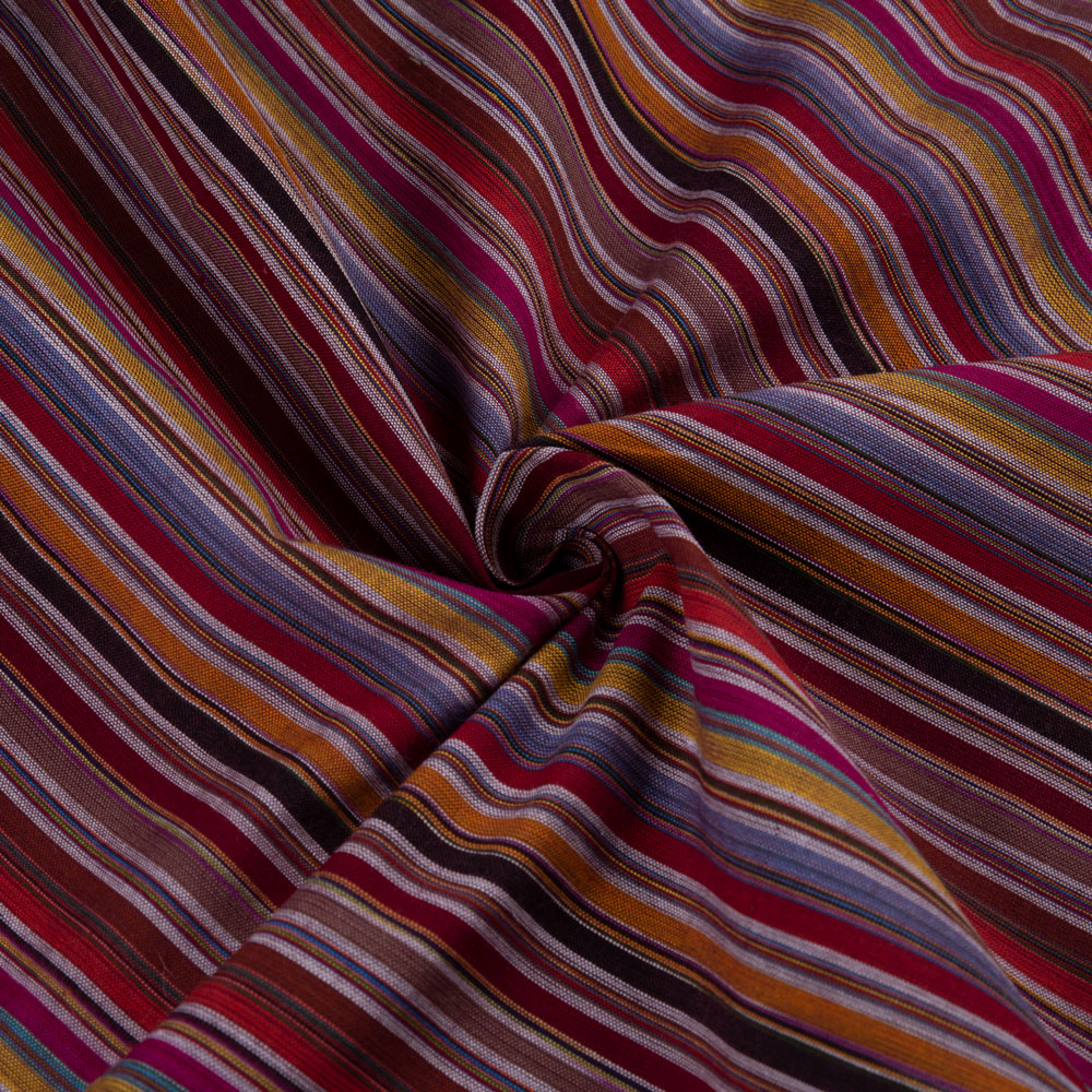 Stripe Multicolour Pure Cotton 94 GSM Handwoven Fabric 134