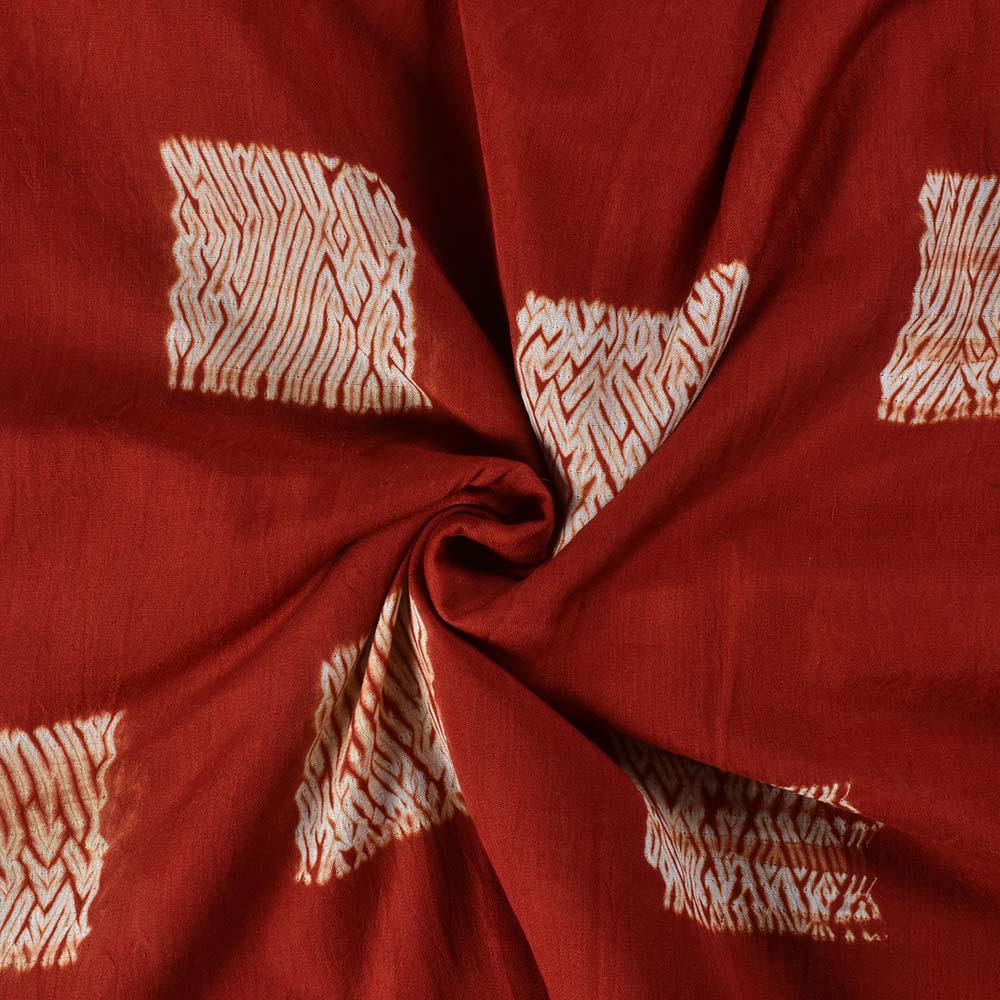 Abstract Maroon Shibori 90 GSM Mercerised Cotton Fabric