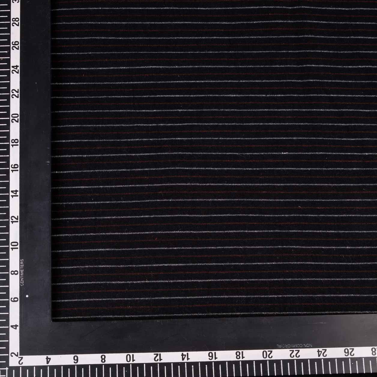 PINSTRIPE BLACK KHADI COTTON 153 GSM HANDWOVEN FABRIC