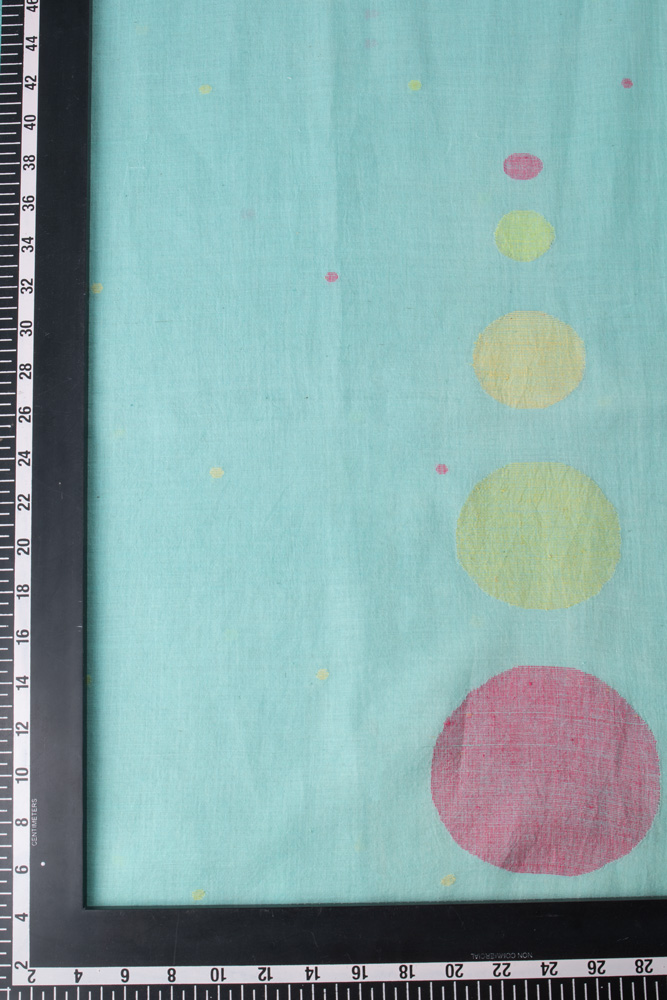 GEOMETRIC TURQUOISE JAMDANI HANDWOVEN PURE COTTON SCARF 20A