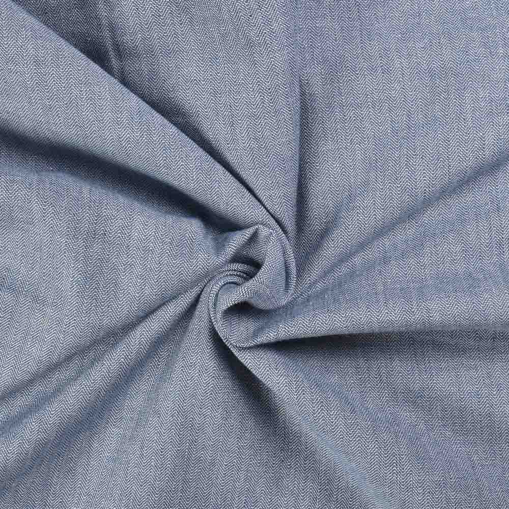 Herringbone Petrol Blue Twill Pure Cotton 100 GSM Handwoven Fabric
