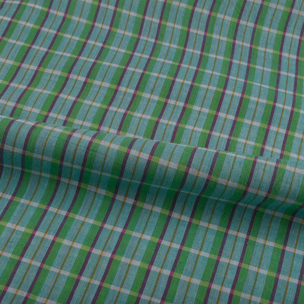 CHECK MULTI COLOR PURE COTTON 60 GSM HANDWOVEN FABRIC
