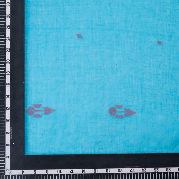 GEOMETRIC BLUE JAMDANI PURE COTTON 58 GSM FABRIC