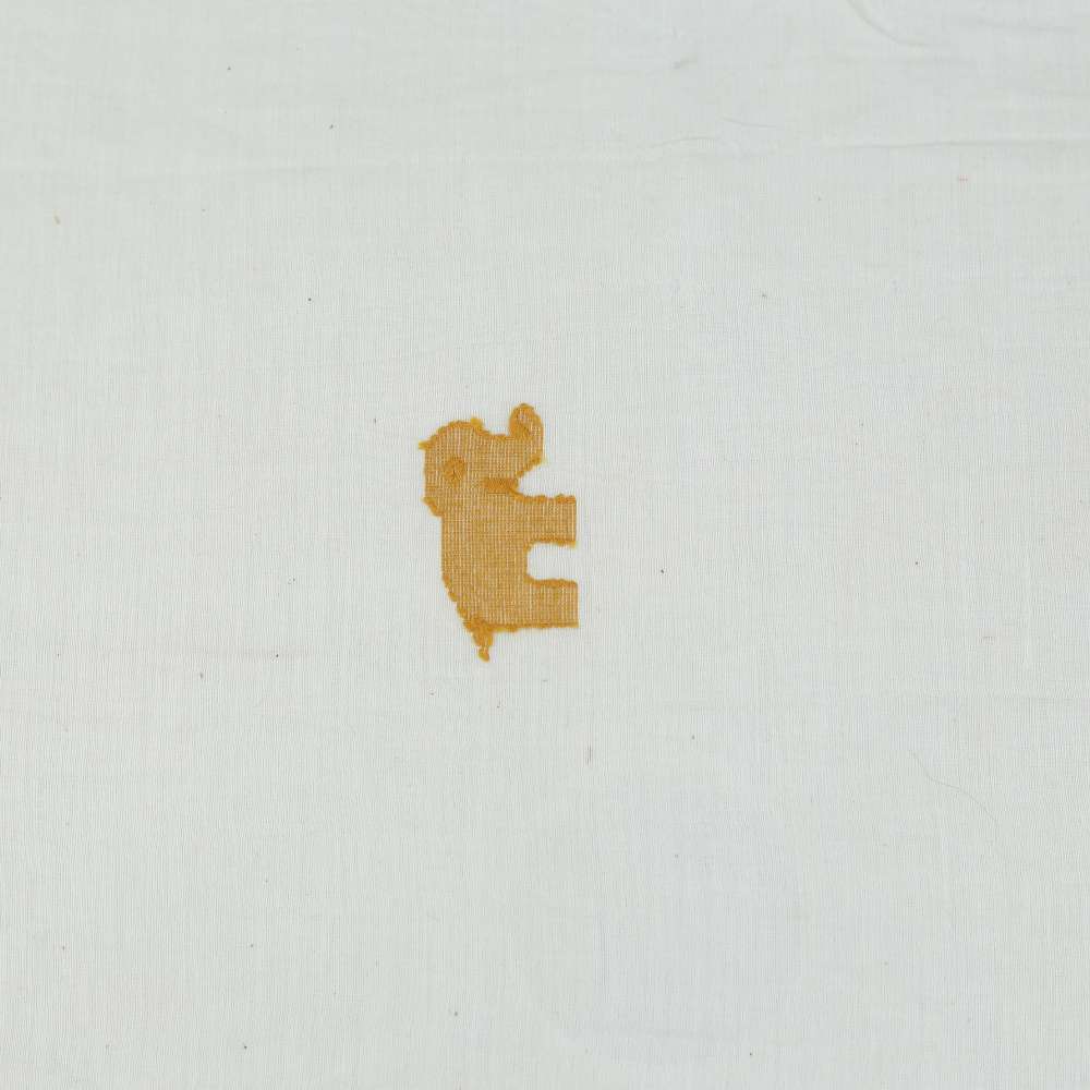 GEOMETRIC ELEPHANT CREAM JAMDANI COTTON SILK BLEND 43 GSM FABRIC
