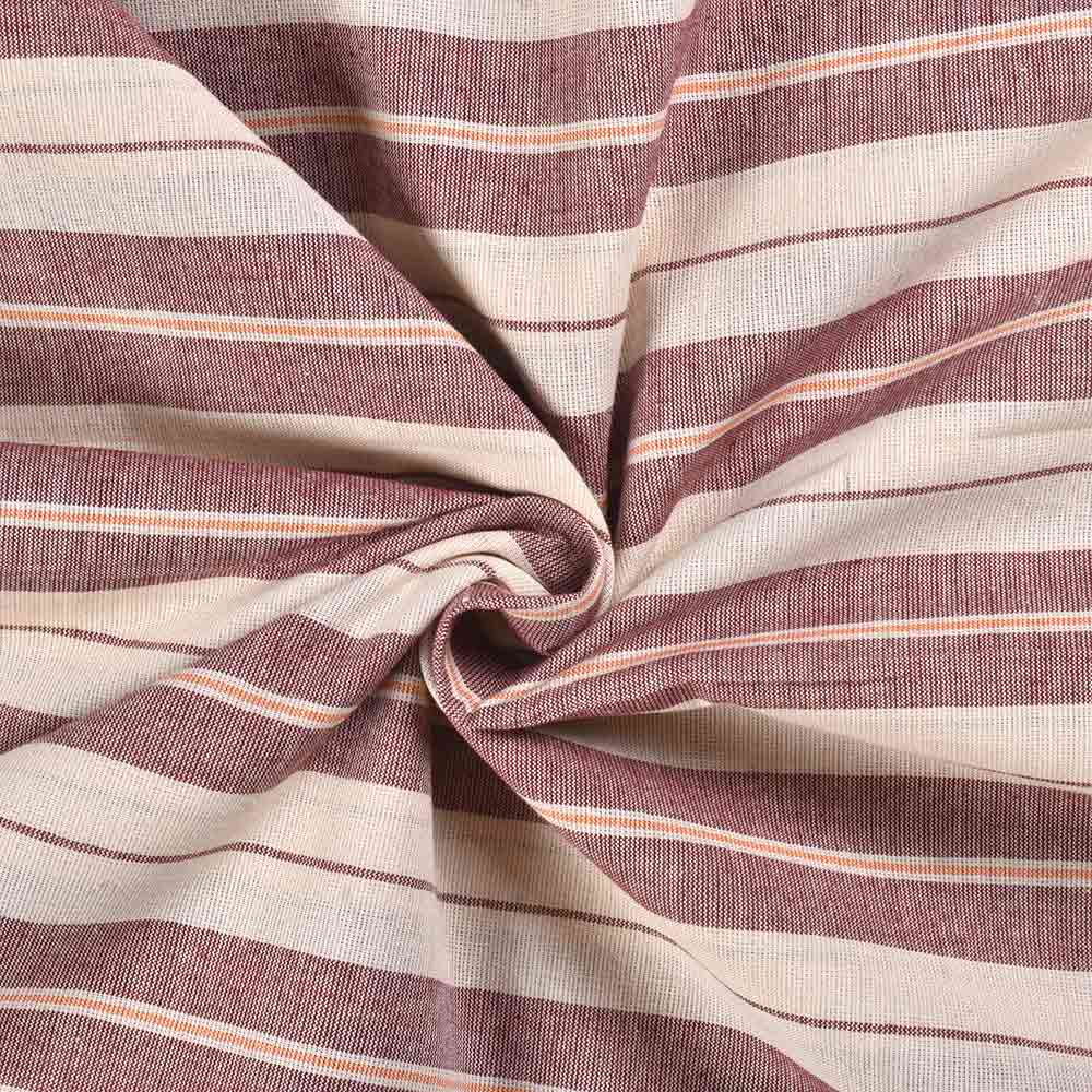 Stripe Cream & Brown Pure Cotton 95 GSM Handwoven Fabric